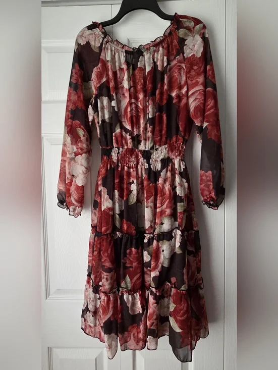 Kate And Lilly Off-Shoulder Floral Tiered Maxi Dress Size 12 - Picture 10 of 15